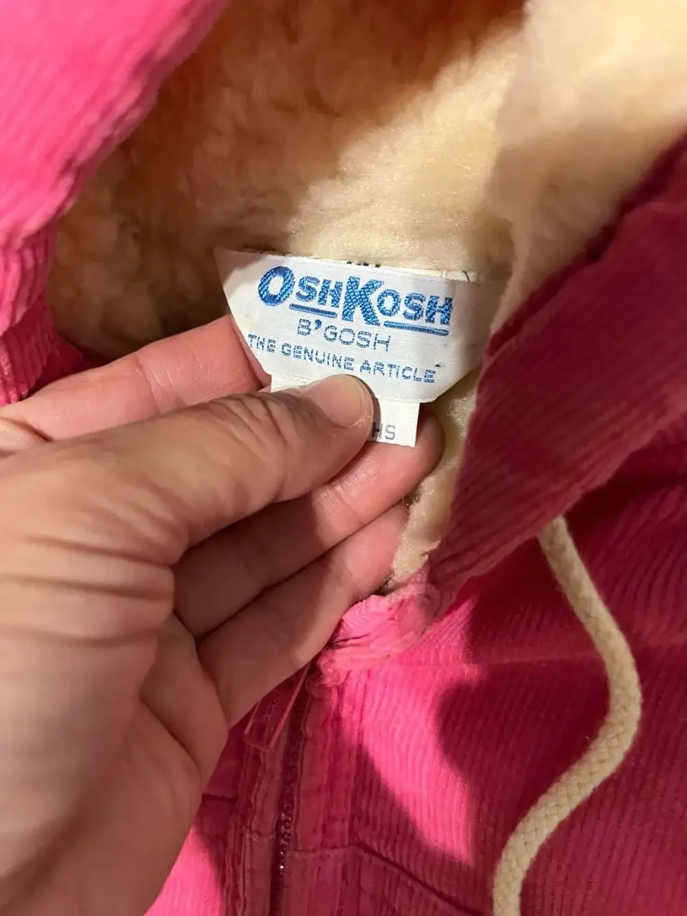 OshKosh B'gosh Corduroy Jacket Size 12 Months Pink Sherpa Lined Hooded